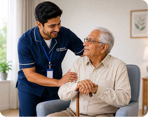 Professional nurse providing home care